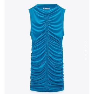 Zara blue ruched mini dress
